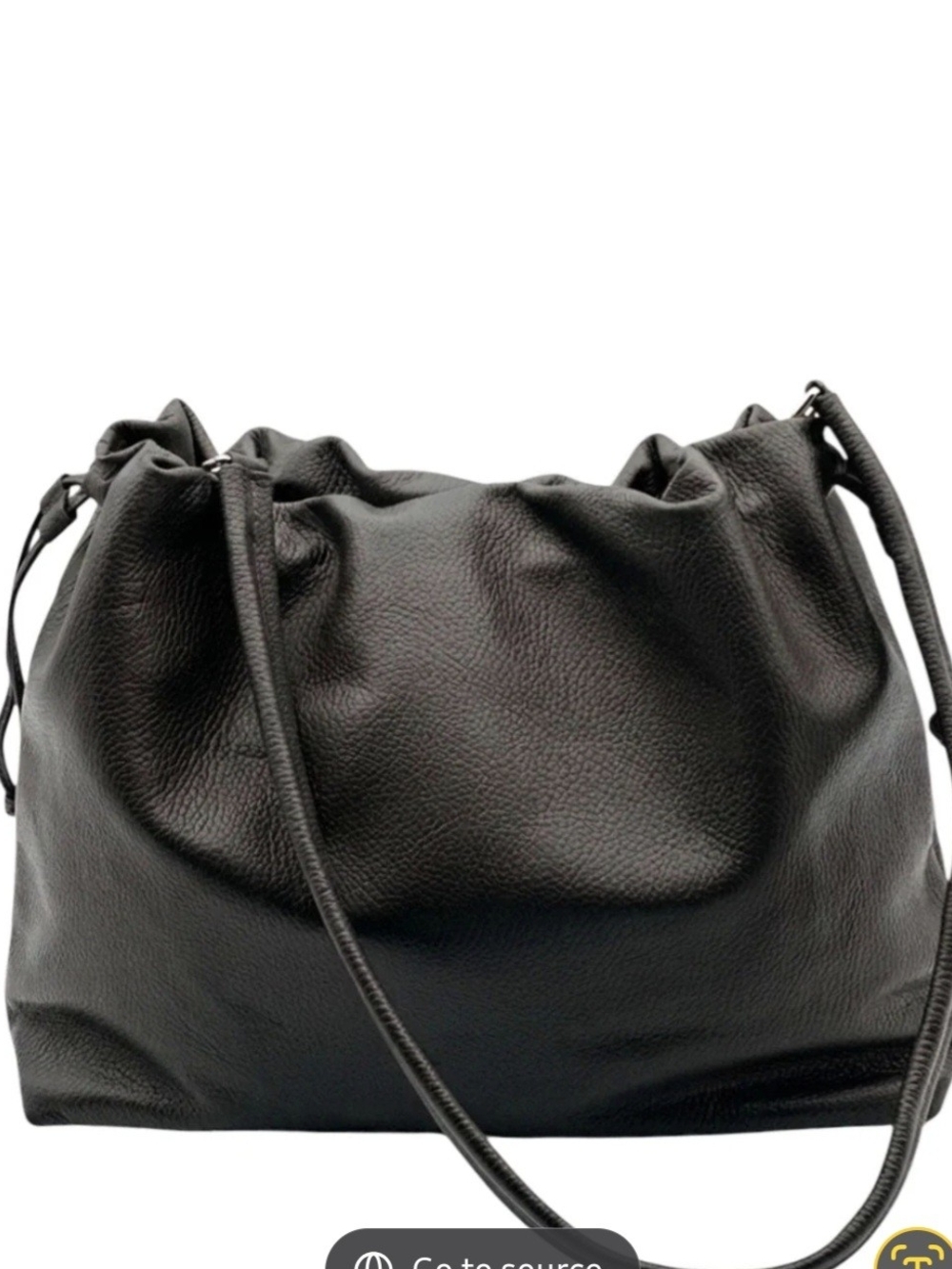 Italian Pebbled Leather Black Slouch Shoulder Bag